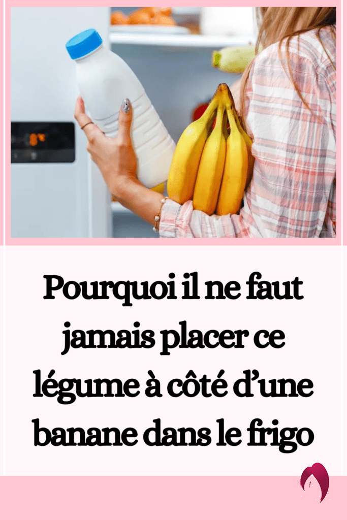  légume à côté d’une banane dans le frigo