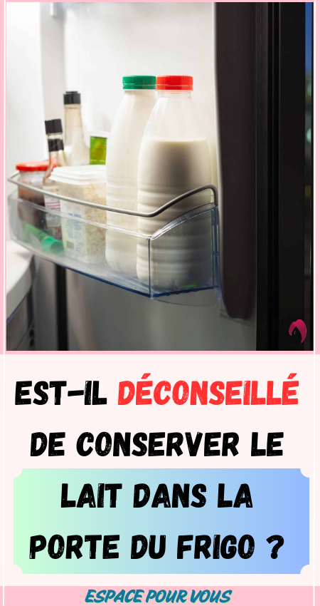 le lait dans la porte du frigo